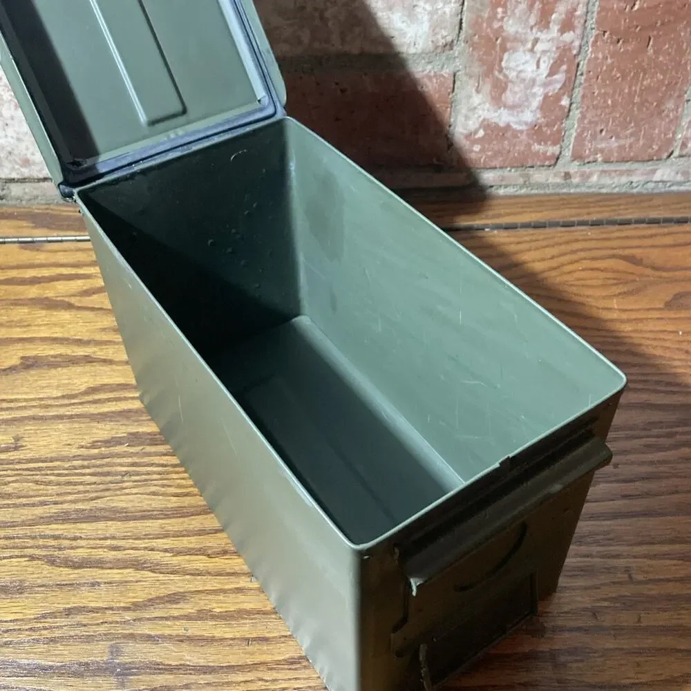 Ammo Tin Steel Box Container M2A1 Heavy Duty Green
